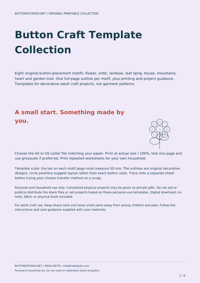 Actual cover of Button Craft Template Collection